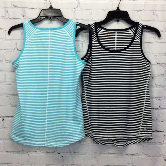 Talbots Athletic Tank Tops Women's Size S Petite Aqua/White Navy/White Striped 2 - Picture 8 of 12